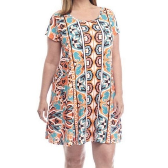 Crown and Ivy bright geometric elephant print dress - Picture 1 of 12